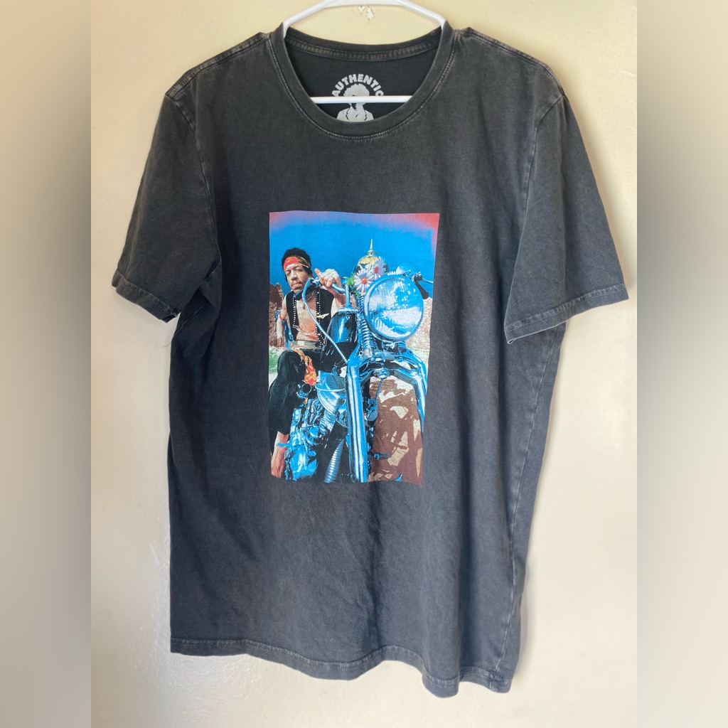 M Jimi Hendrix Lucky Brand Shirt Music Band Bike